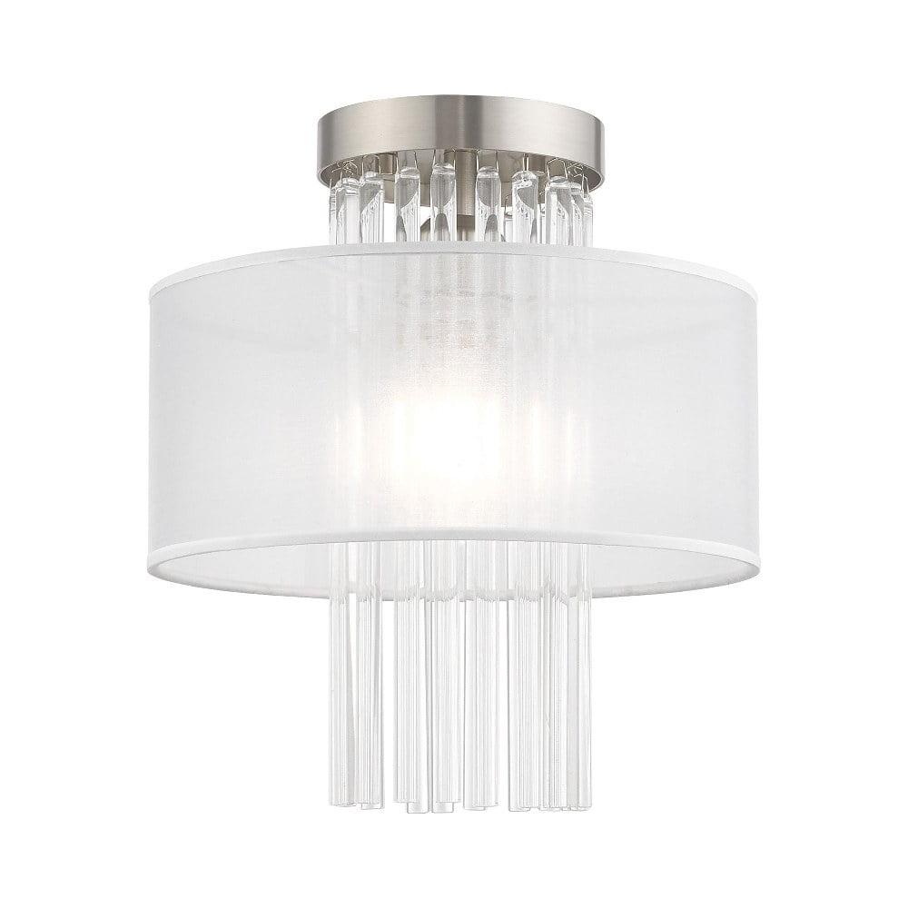 Brushed Nickel Crystal 1-Light Flush Mount Ceiling Fixture