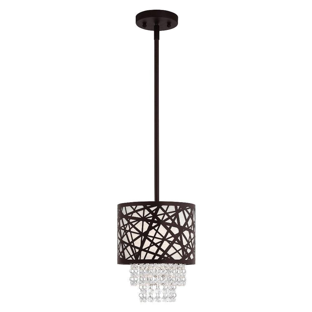 Bronze Crystal Drum Shade Mini Pendant Light