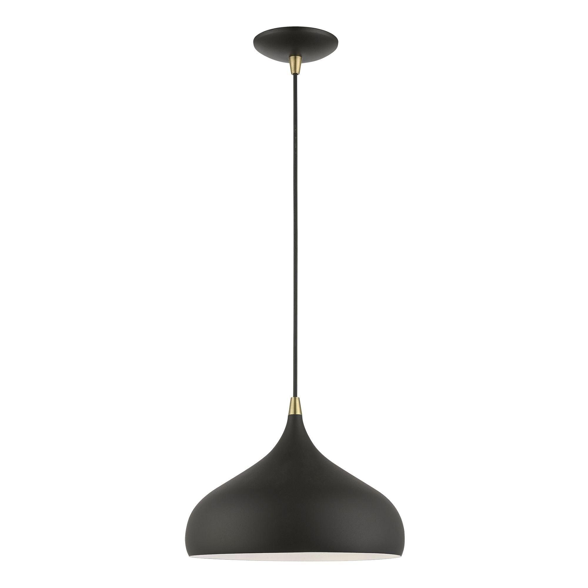 Livex Lighting Amador 1 - Light Pendant in  Textured Black/Antique Brass