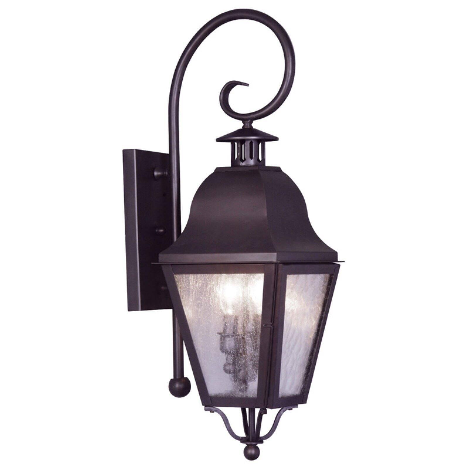 Elegant Bronze Seeded Glass 2-Light Outdoor Wall Lantern