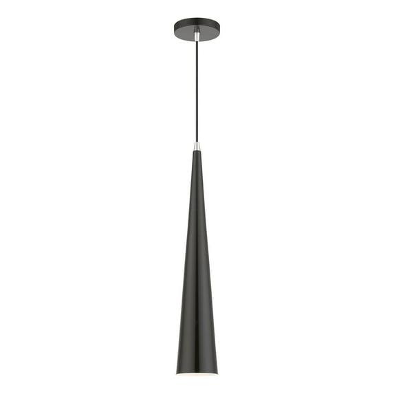 Livex Lighting Andes 1 - Light Pendant in  Shiny Black/Polished Chrome