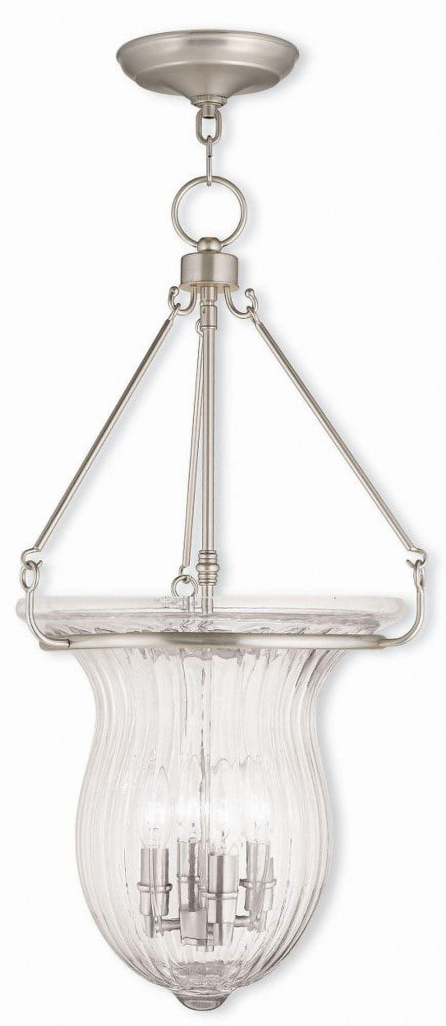 Canterbury Bell Jar Lantern Pendant Light in Brushed Nickel