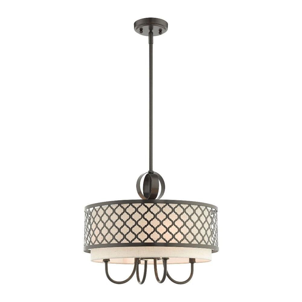 Arabesque Mini Drum 5-Light Pendant in English Bronze