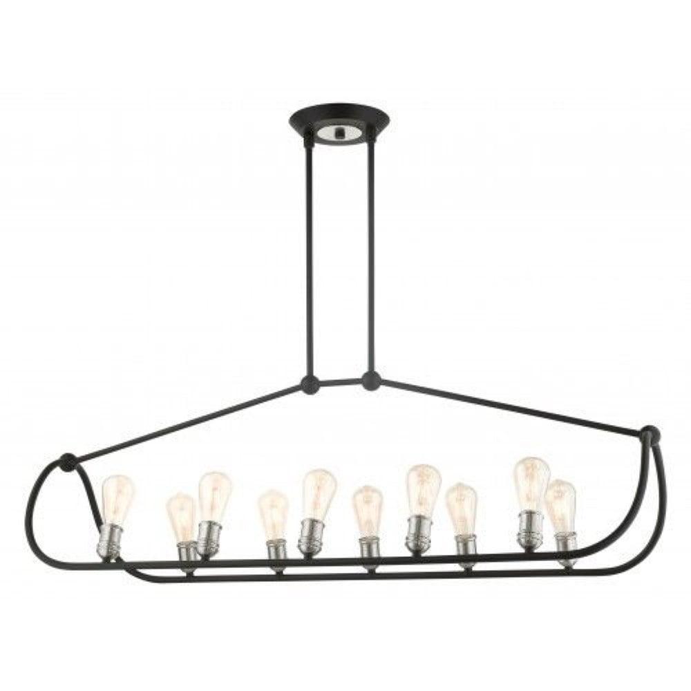 Archer 10-Light Black and Nickel Linear Chandelier