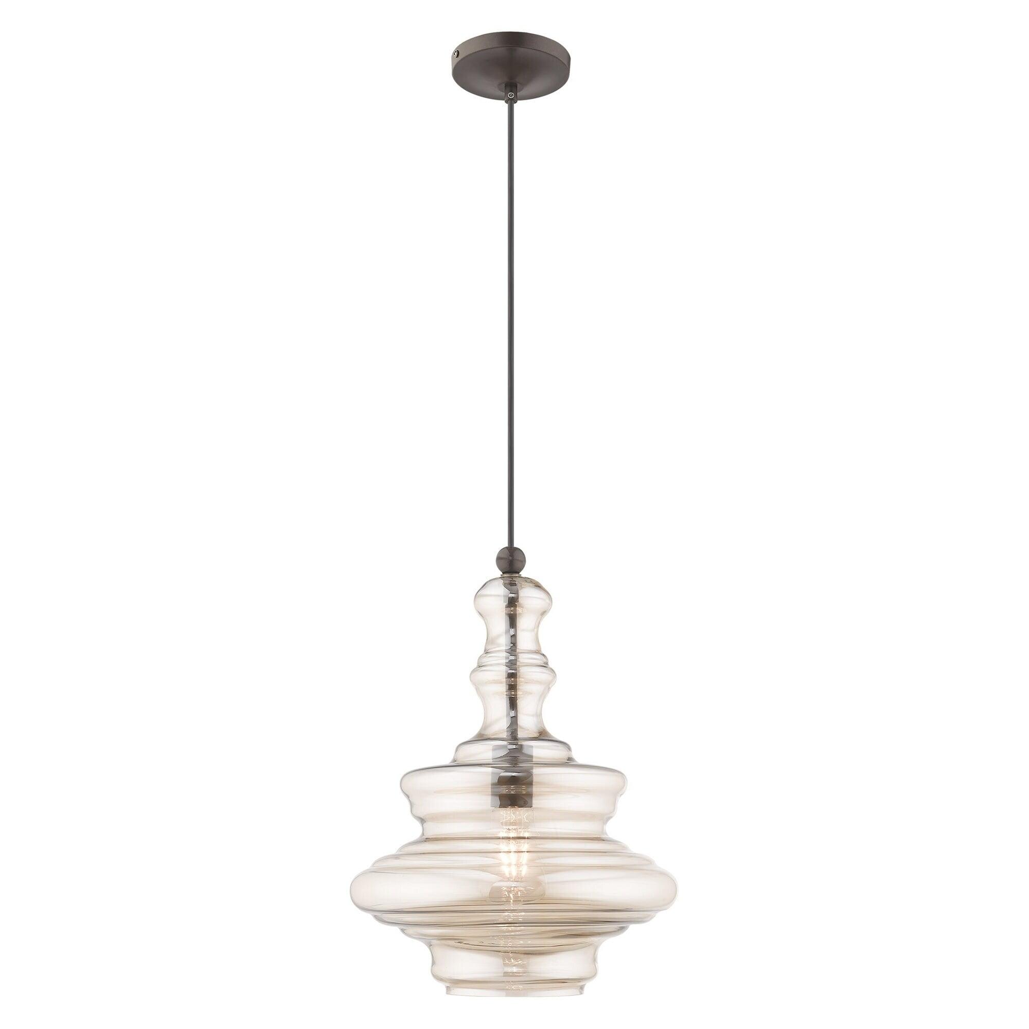 Livex Lighting Art Glass 1 - Light Pendant in  English Bronze