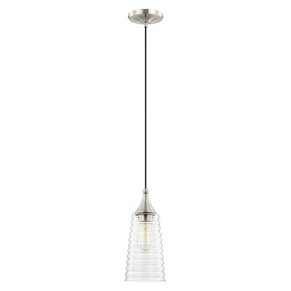 Coastal Elegance Brushed Nickel 1-Light Mini Pendant with Clear Glass