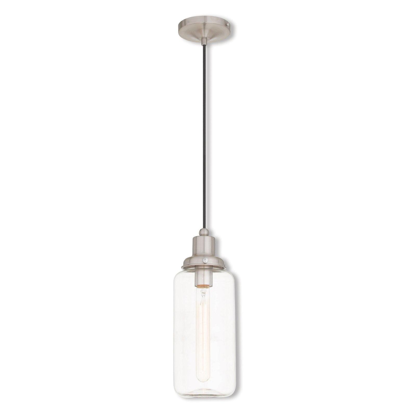 Elegant Brushed Nickel Mini Pendant with Hand-Blown Clear Glass