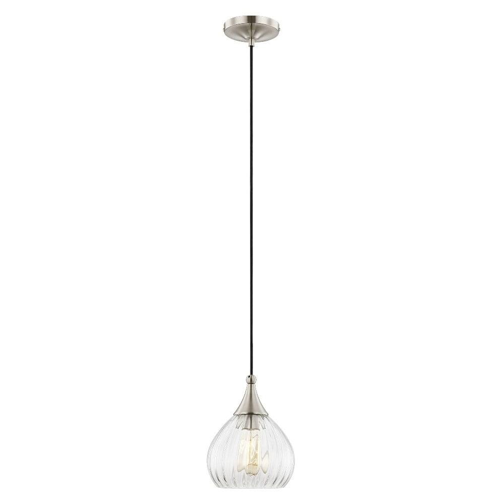 Contemporary Brushed Nickel 1-Light Mini Pendant with Clear Glass