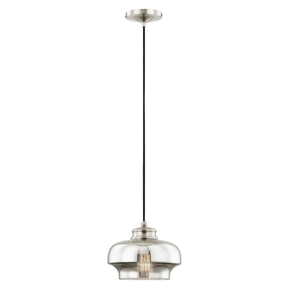 Sleek Smoke Glass Globe Mini Pendant in Brushed Nickel