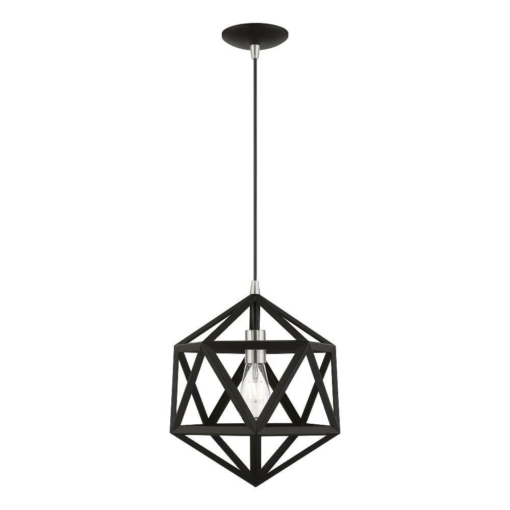 Black and Brushed Nickel Geometric Mini Pendant Light