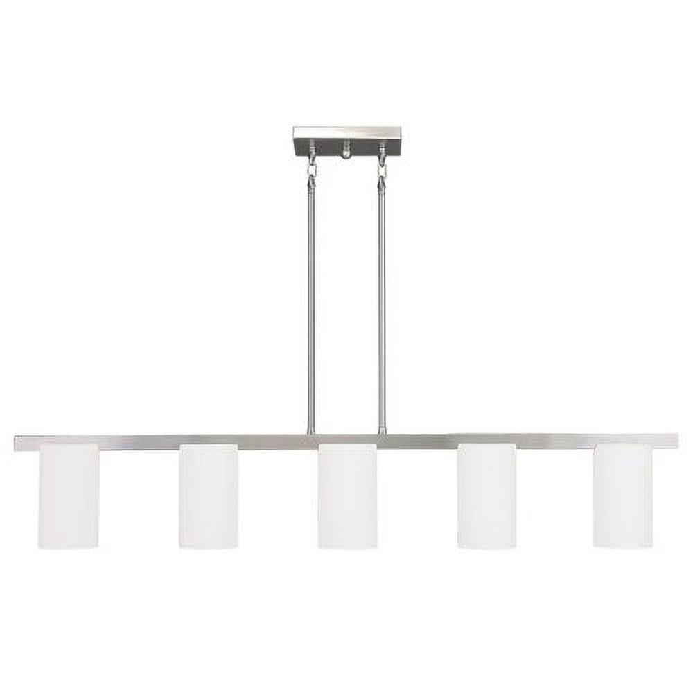 Astoria 5-Light Brushed Nickel Chandelier with Satin Opal Glass Shades