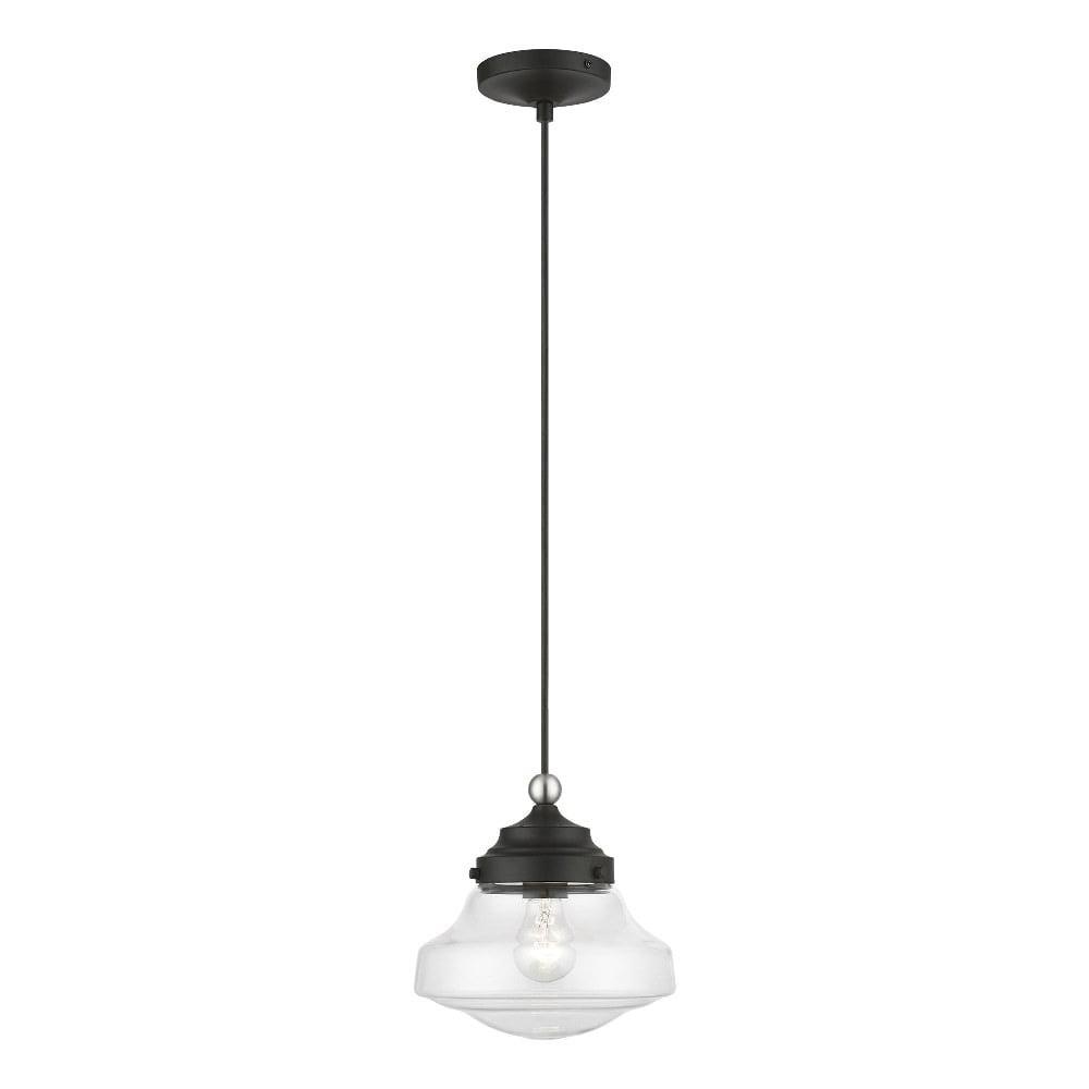 Avondale Mini Pendant with Clear Glass Shade - Black/Brushed Nickel