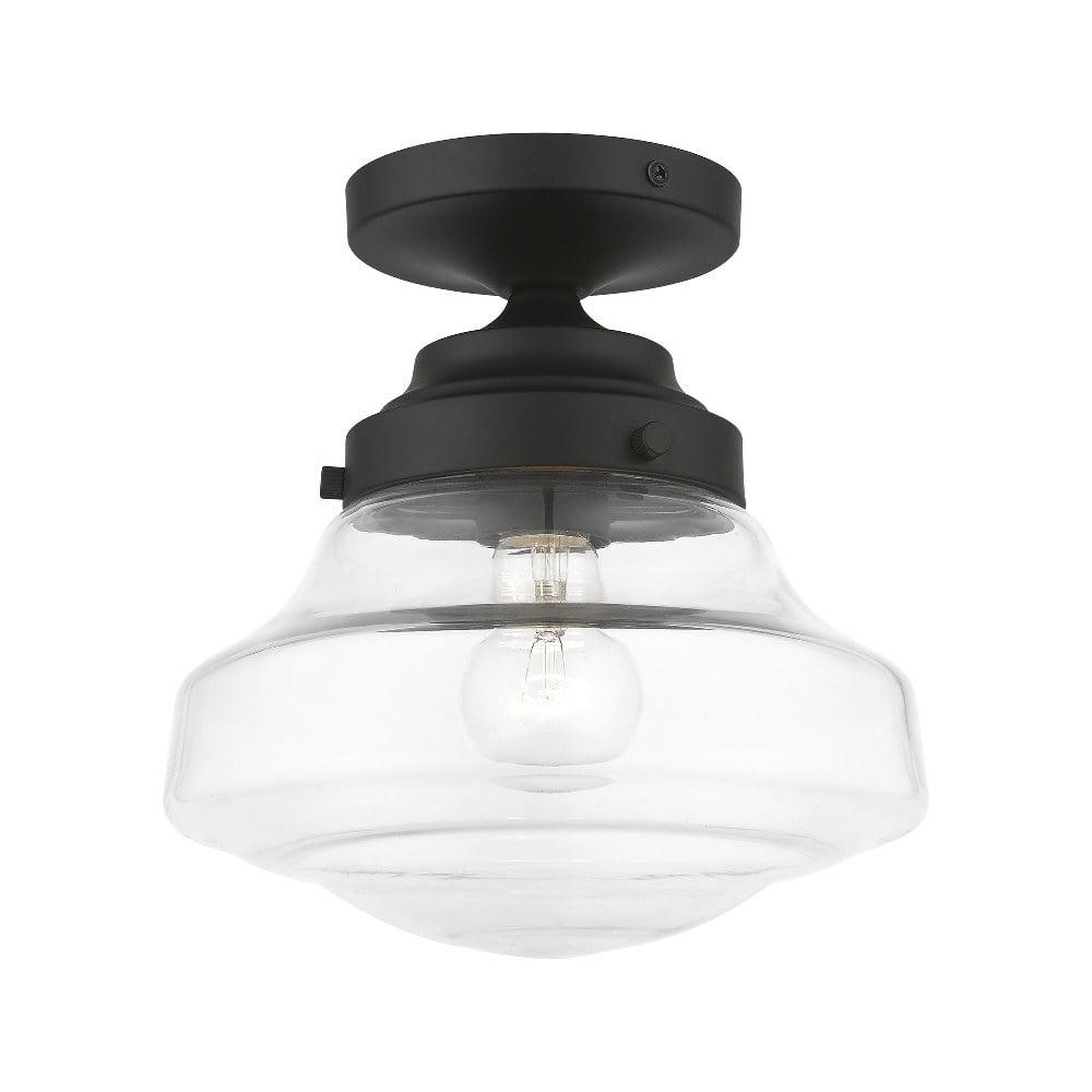 Avondale Black and Clear Glass Nautical Semi-Flush Mount Light