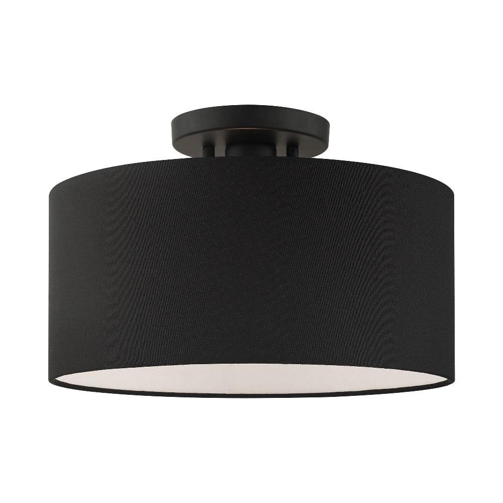 Bainbridge Modern Black and White Drum LED Semi-Flush Mount