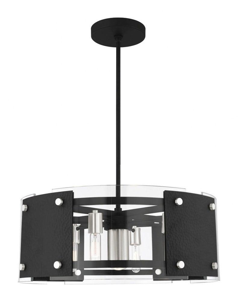 Barcelona Black and Brushed Nickel 7-Light Pendant Chandelier