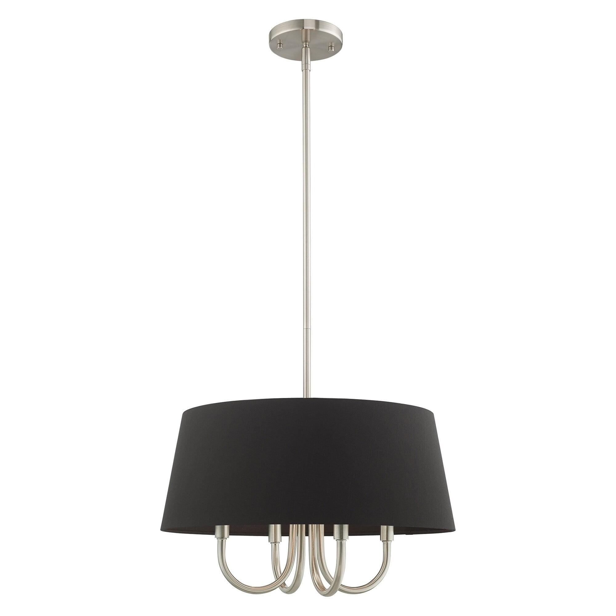 Brushed Nickel 4-Light Chandelier with Black Drum Shade