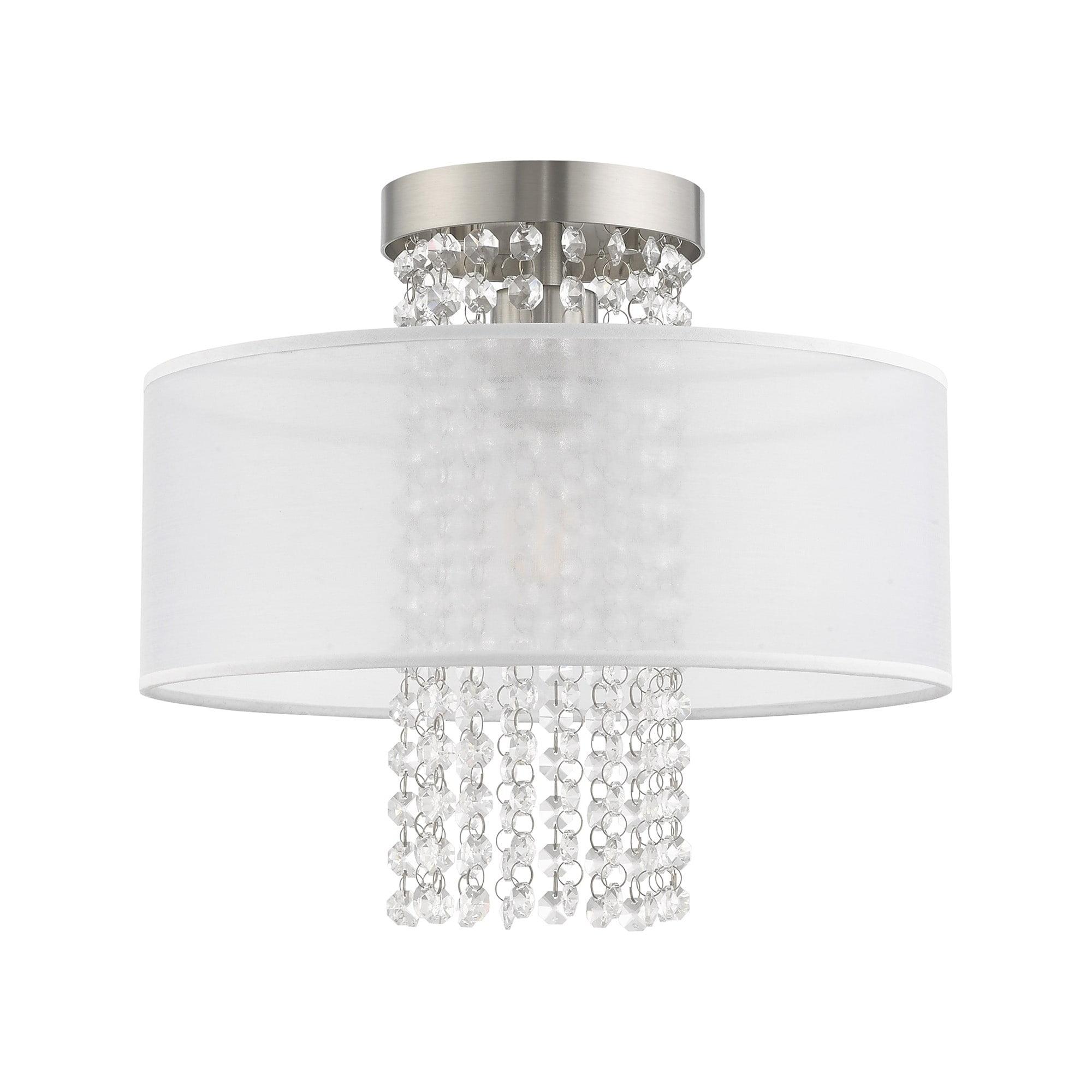 Bella Vista Brushed Nickel Crystal Drum Ceiling Light