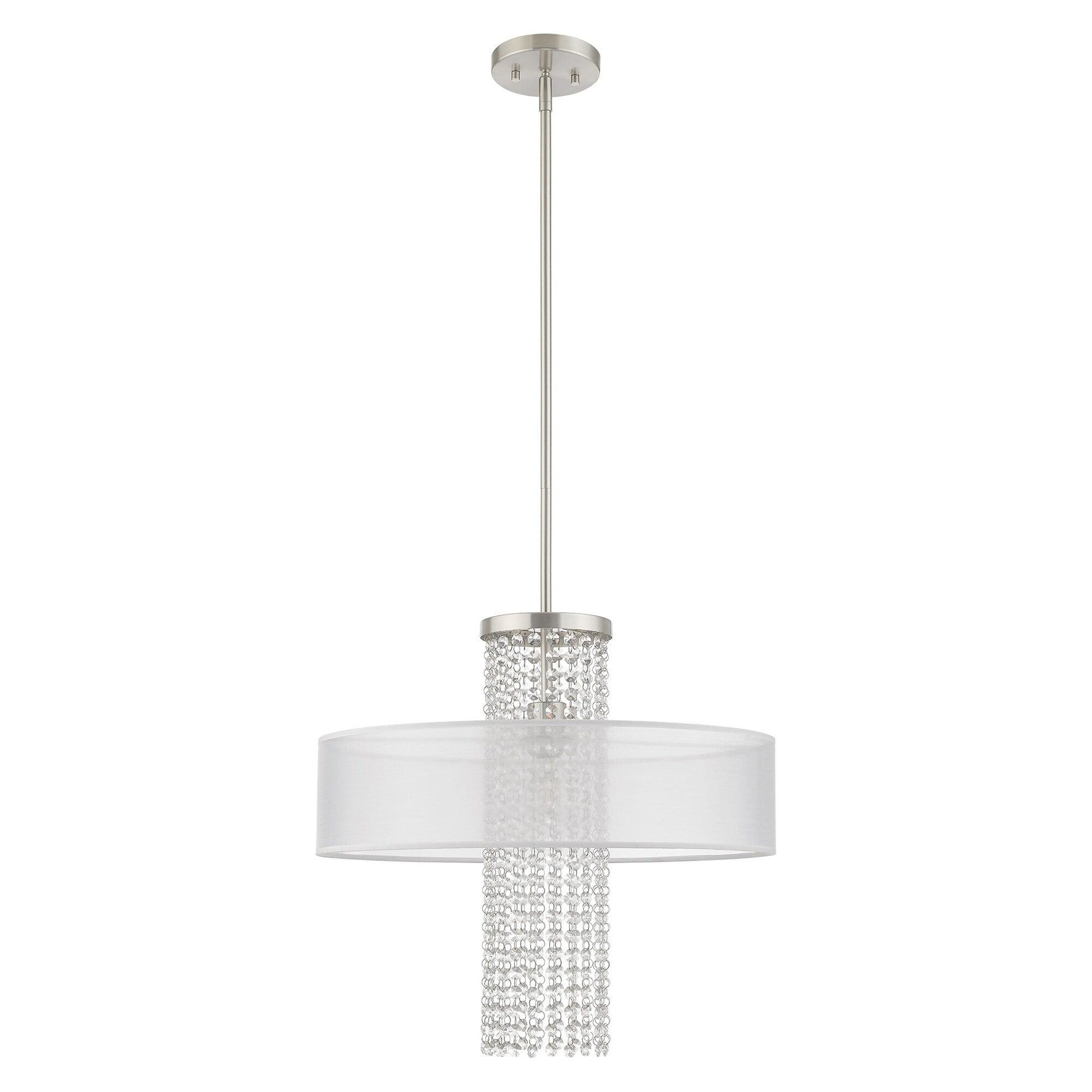 Bella Vista Brushed Nickel 1-Light Crystal Pendant Chandelier