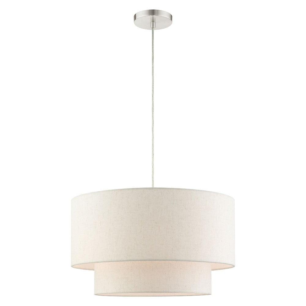 Contemporary Brushed Nickel 3-Light Indoor Drum Pendant