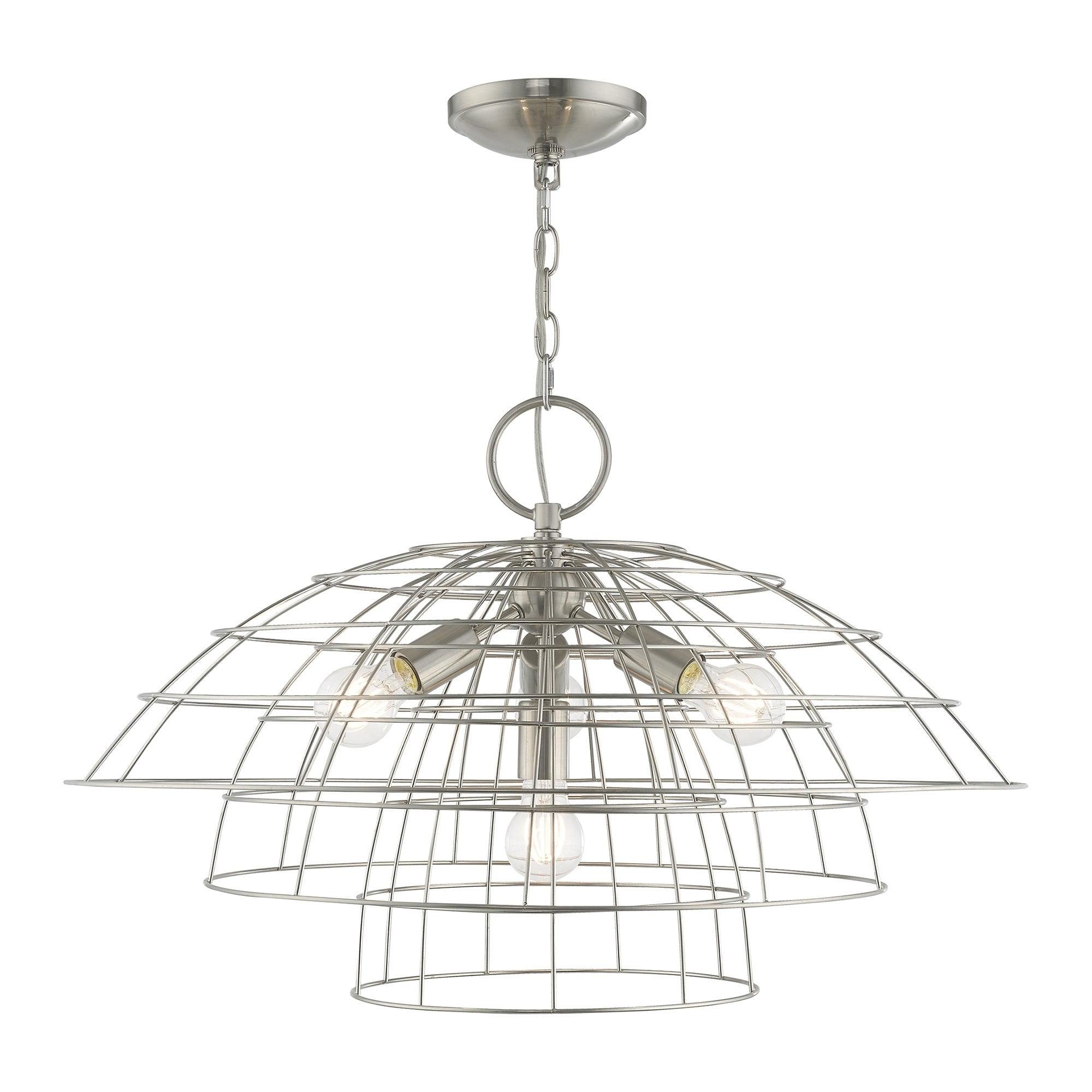 Livex Lighting Brooklyn 4 - Light Chandelier in  Brushed Nickel