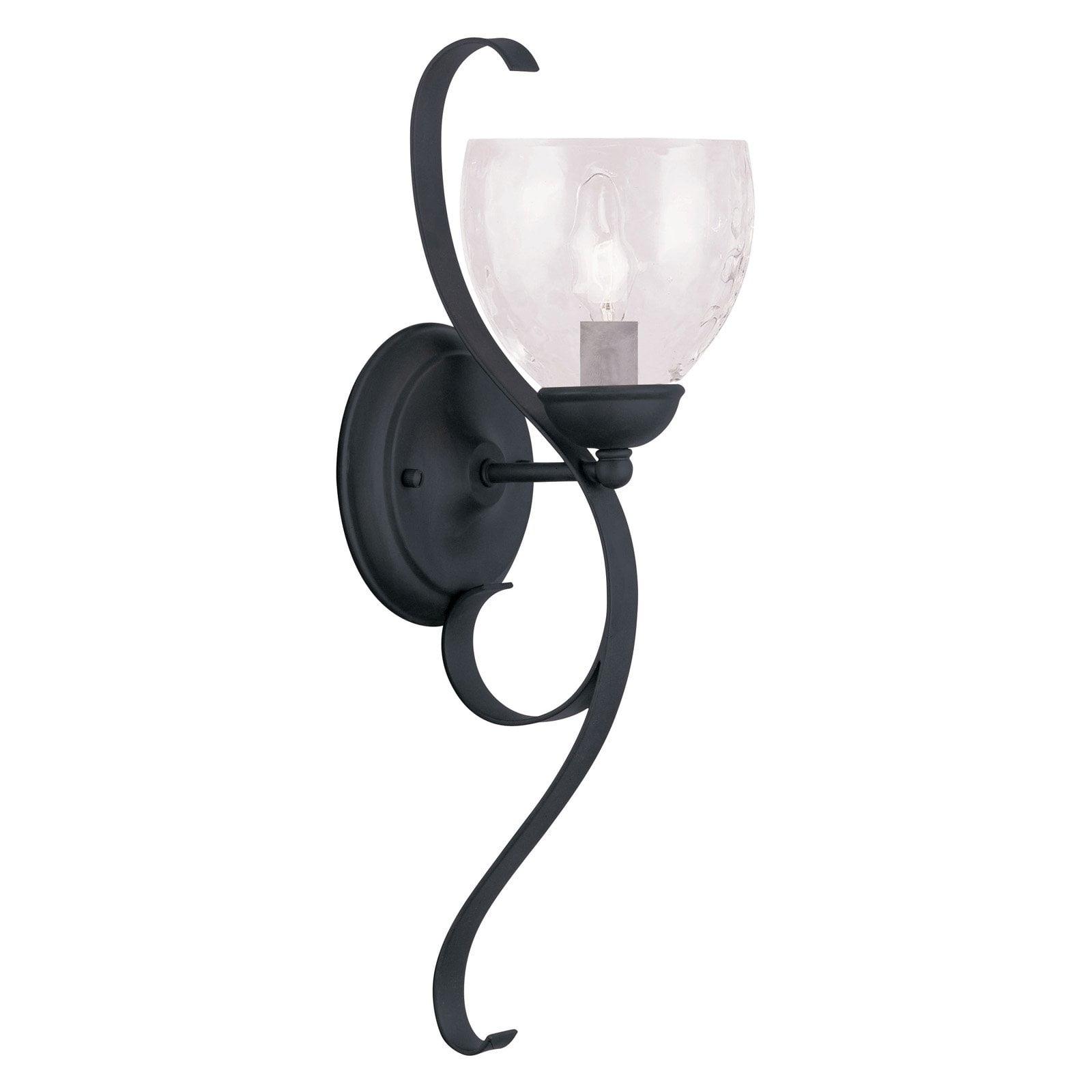 Brookside Hand-Blown Clear Water Glass Black Sconce