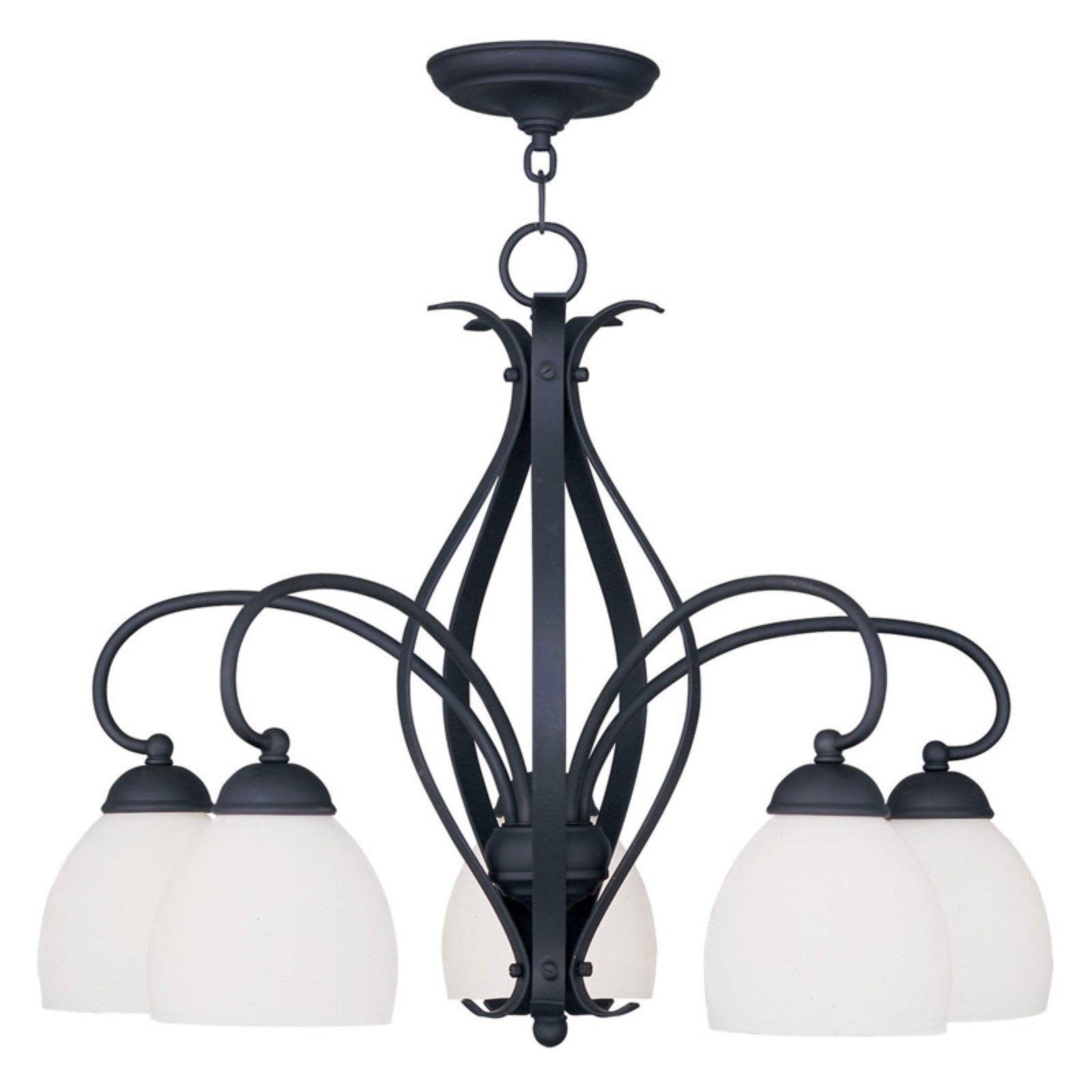 Brookside 26" Black 5-Light Chandelier with Satin Opal White Glass