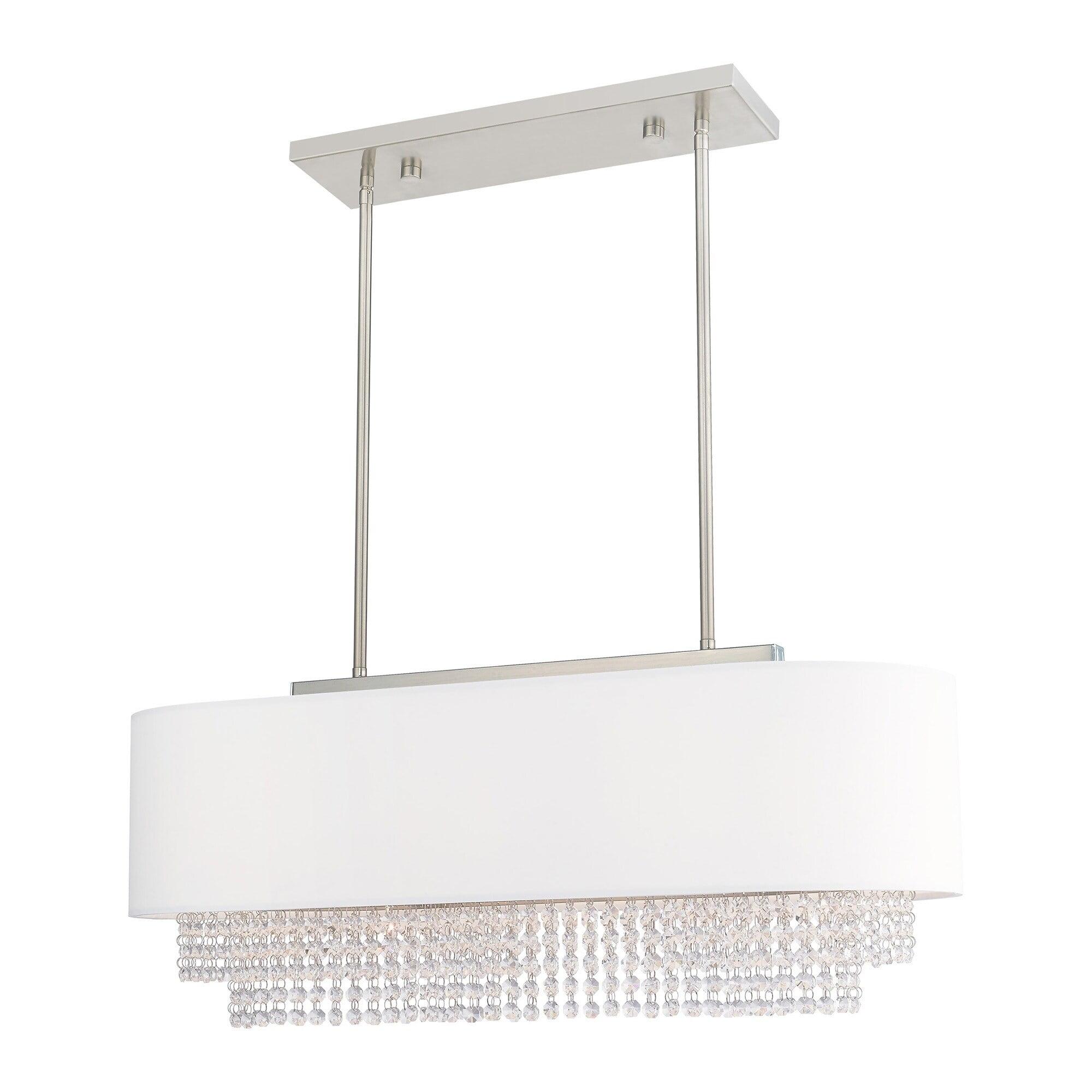 Carlisle Brushed Nickel 3-Light Linear Chandelier with Crystal Accents