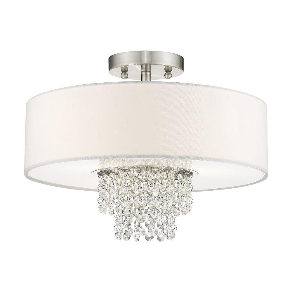 Carlisle Brushed Nickel 3-Light Semi-Flush Mount with Crystal Accents