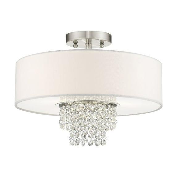 Livex Lighting Carlisle 3 - Light Semi-Flush Mount in  Brushed Nickel