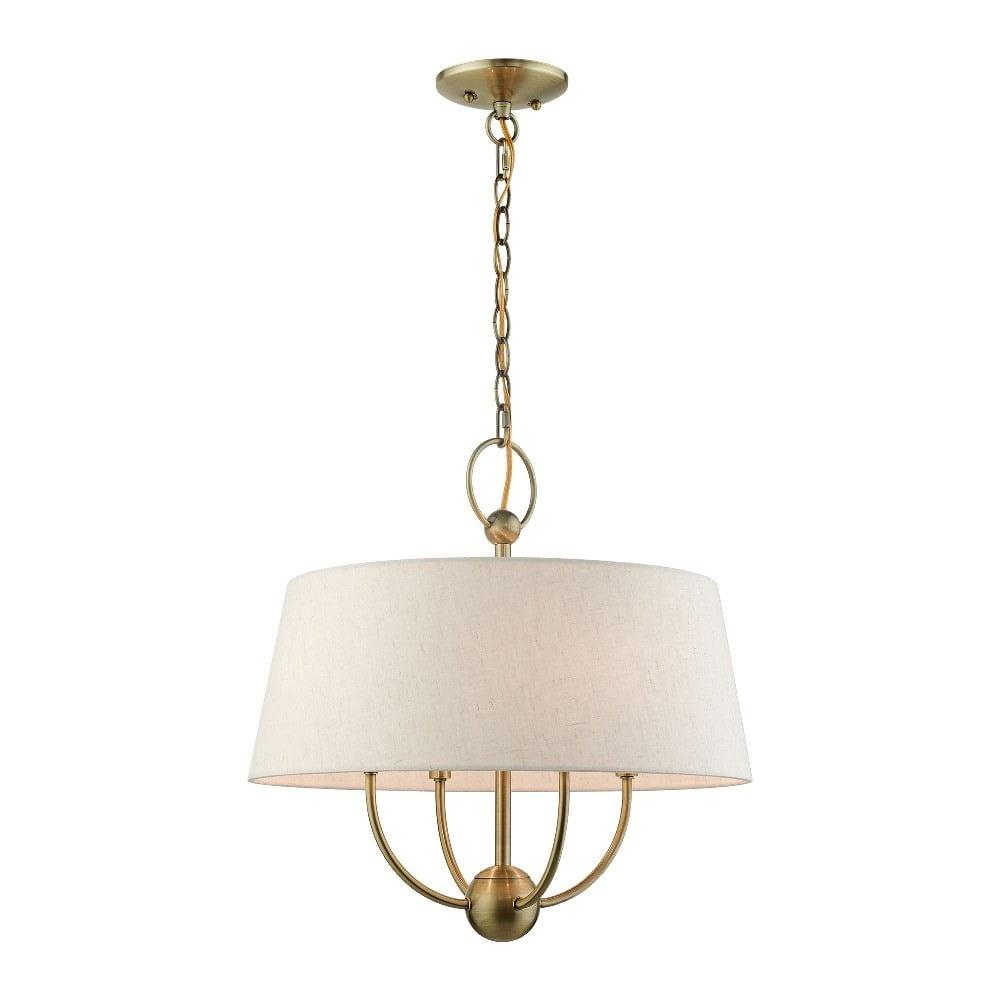 Cartwright Antique Brass Drum Pendant with Oatmeal Shade