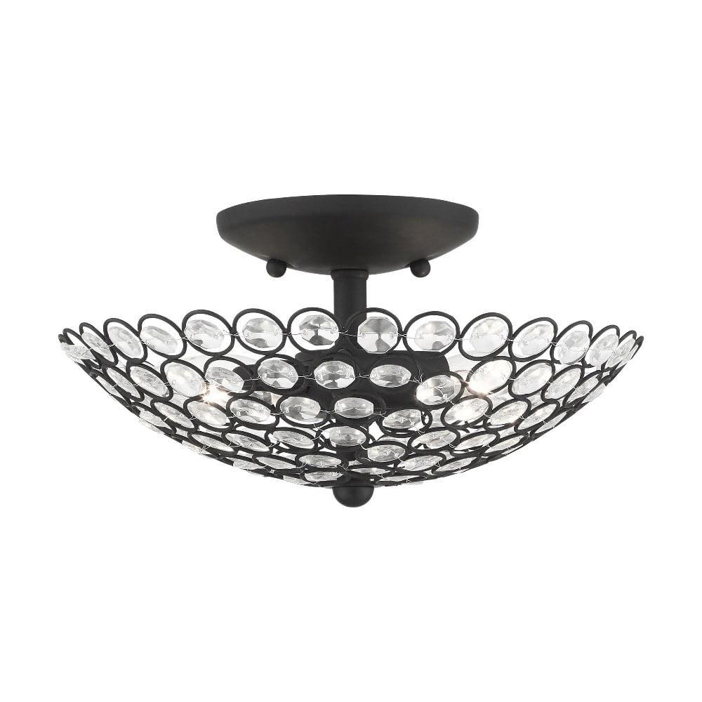 Black Crystal 11" Indoor/Outdoor Bowl Semi-Flush Mount