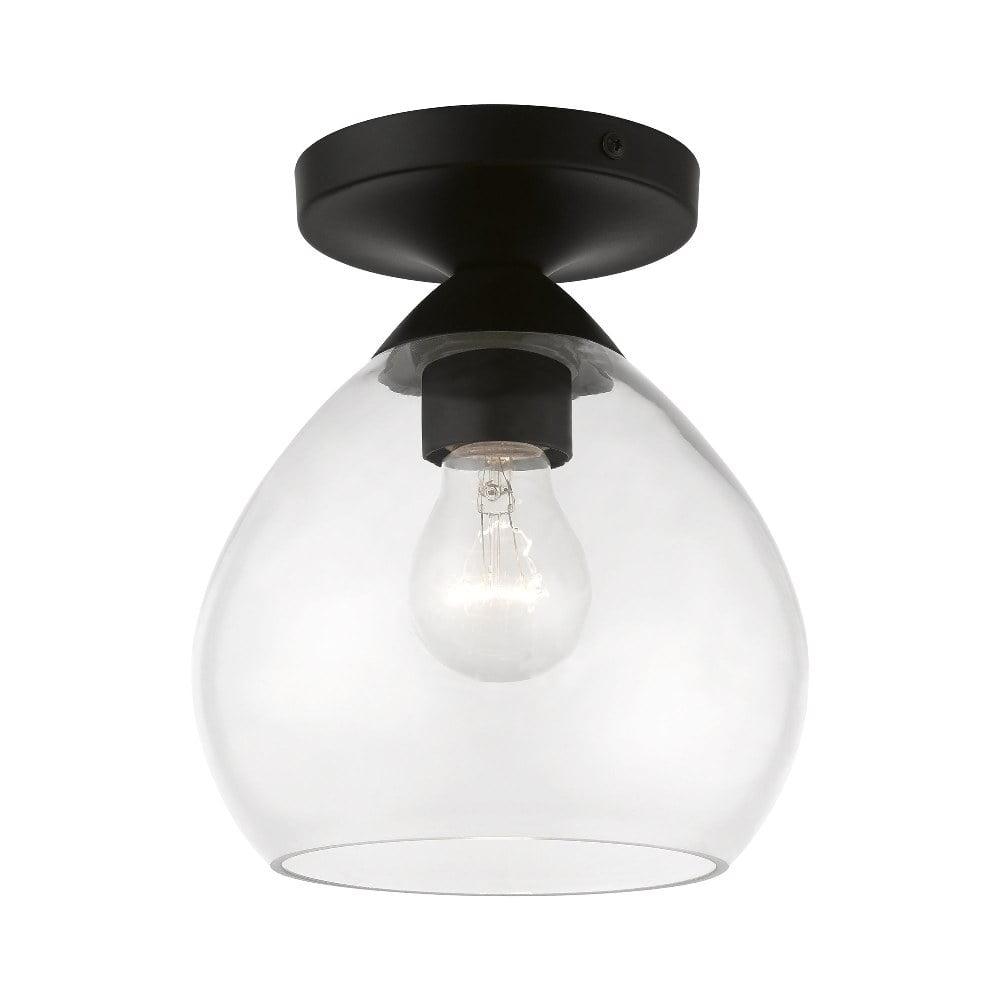 Catania Black and Clear Glass Semi-Flush Mount Light