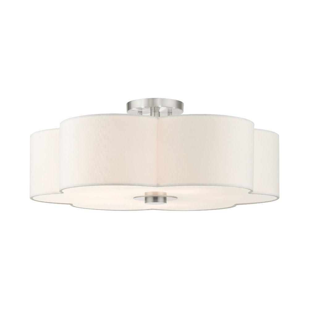 Chelsea 5-Light Brushed Nickel Semi-Flush Mount with Scalloped Shade