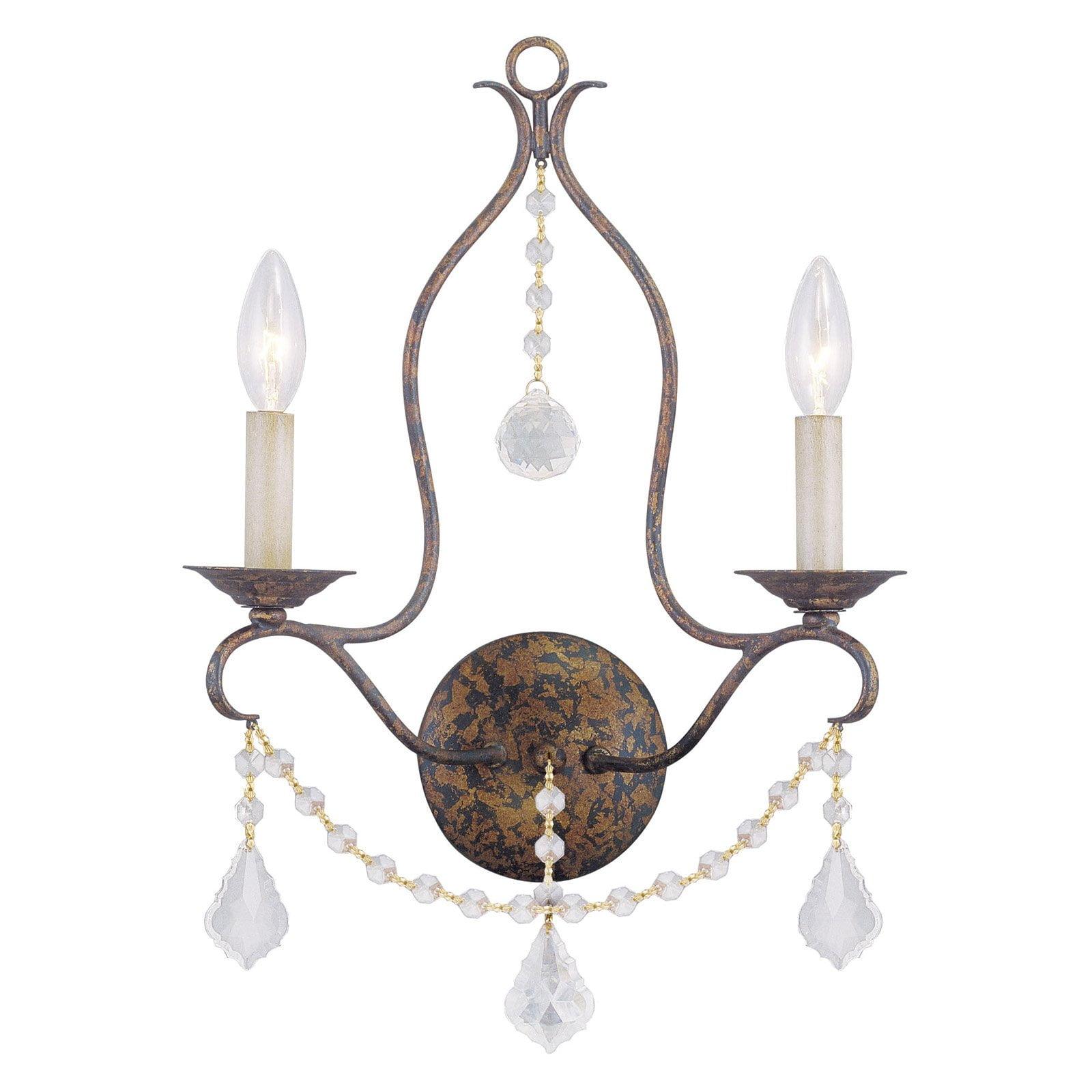 Chesterfield Venetian Golden Bronze 2-Light Crystal Sconce