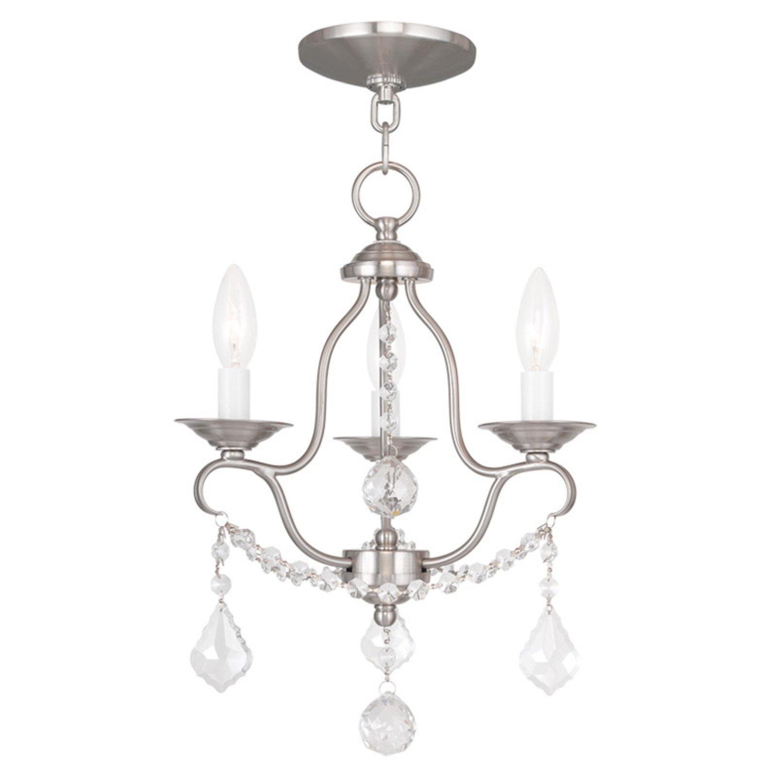 Elegant Brushed Nickel 3-Light Mini Chandelier with Crystal Accents