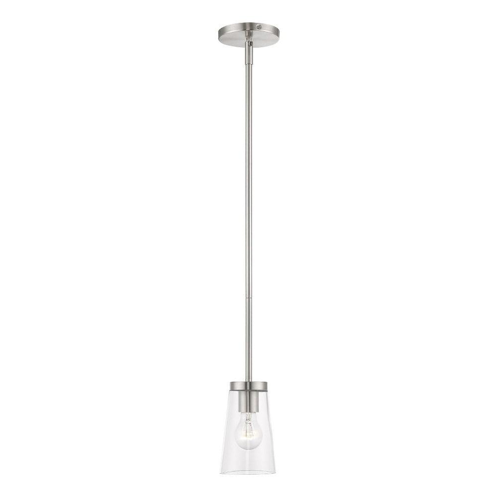 Brushed Nickel Mini Pendant with Clear Glass Shade