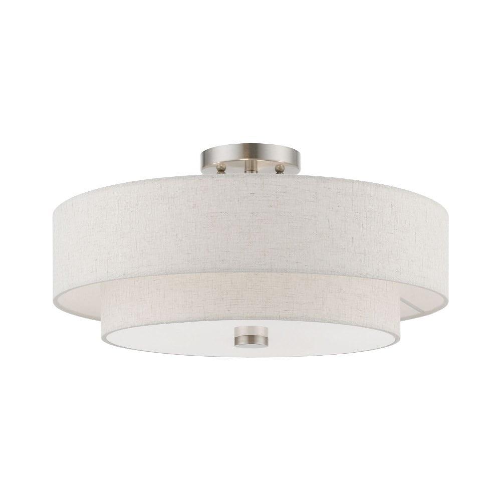 Claremont Brushed Nickel 4-Light Indoor/Outdoor Semi-Flush Drum Light