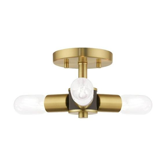 Livex Lighting Copenhagen 3-Light Mid-Century Metal Ceiling Mount in Satin Brass