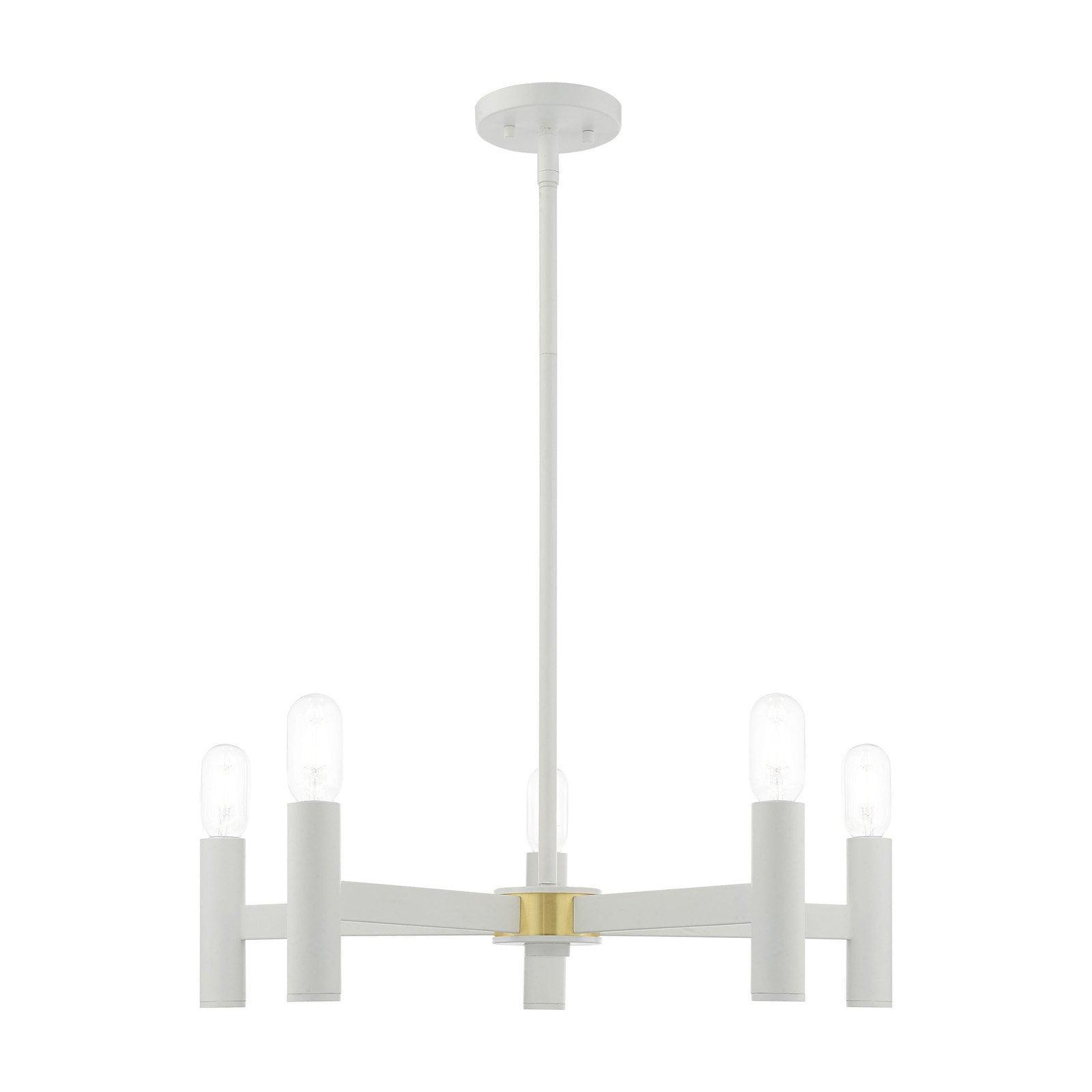 Copenhagen Mid-Century Modern 5-Light White Steel Chandelier