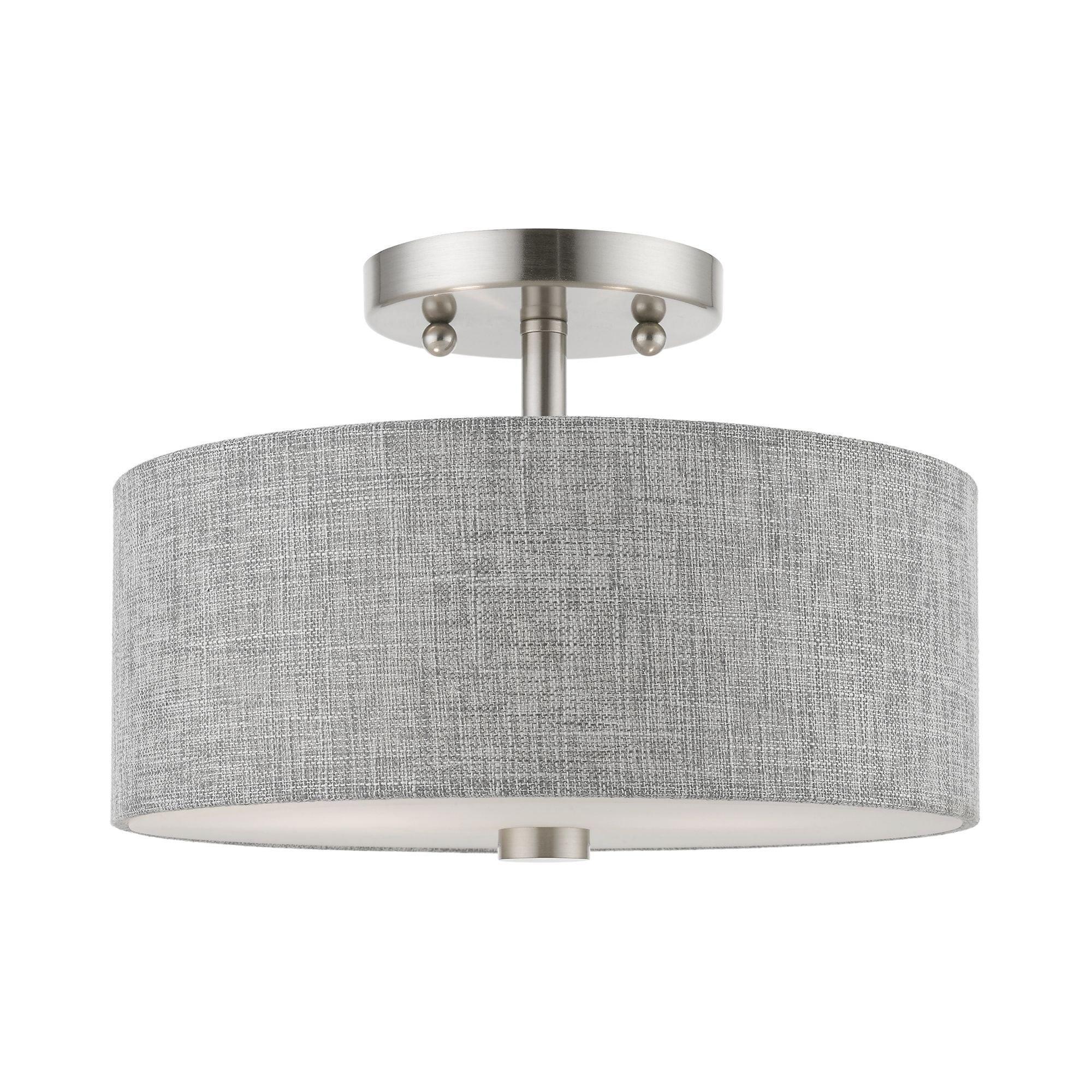 Livex Lighting Dakota 2 - Light Semi-Flush Mount in  Brushed Nickel/Shiny White