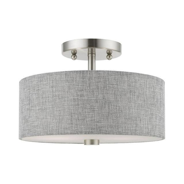 Livex Lighting Dakota 2 - Light Semi-Flush Mount in  Brushed Nickel/Shiny White