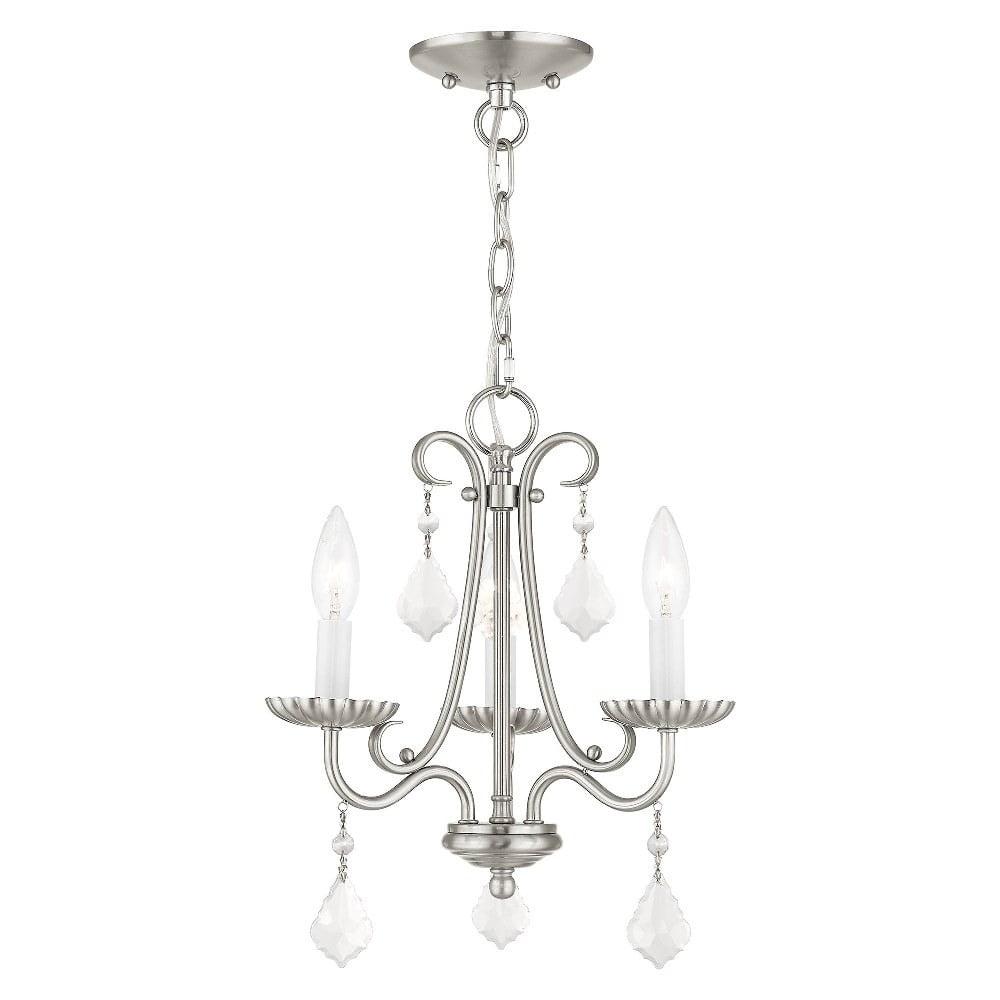 Daphne Brushed Nickel 3-Light Mini Chandelier with Teardrop Crystals