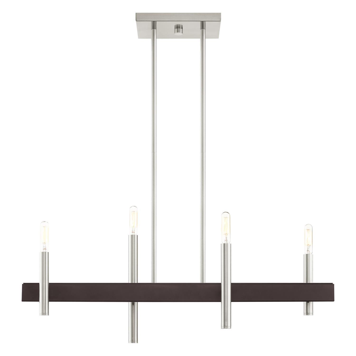 Elegant Bronze and Crystal 4-Light Linear Chandelier