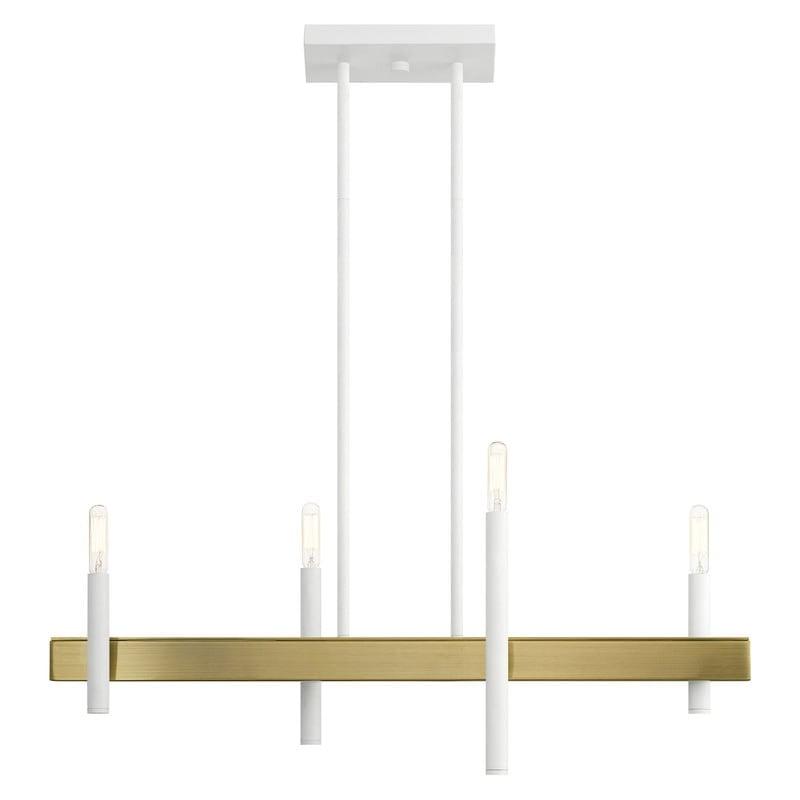 Livex Lighting Denmark 4 - Light Chandelier in  White/Antique Brass