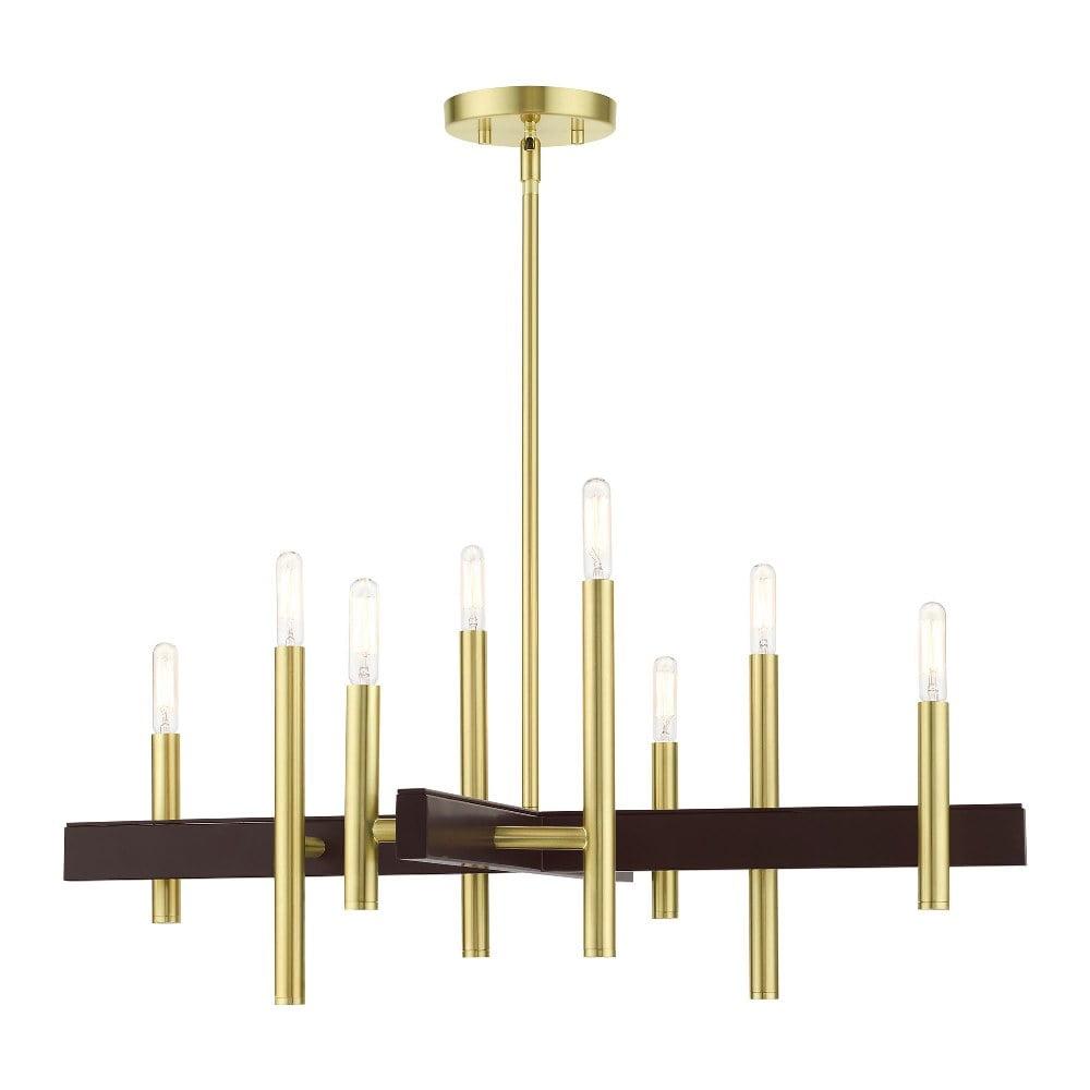 Denmark Satin Brass 8-Light Mid-Century Modern Chandelier