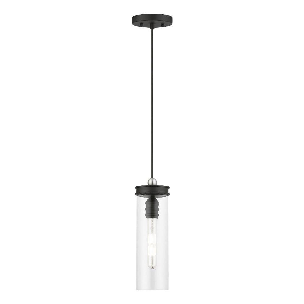 DeVoe Black and Brushed Nickel Mini Pendant with Clear Glass