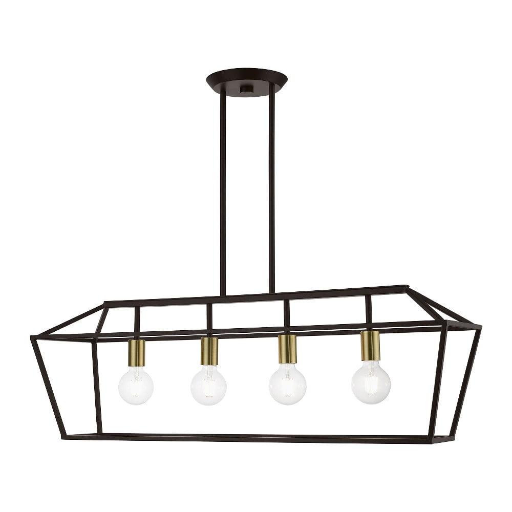 Devone Transitional 4-Light Linear Chandelier in Bronze/Antique Brass