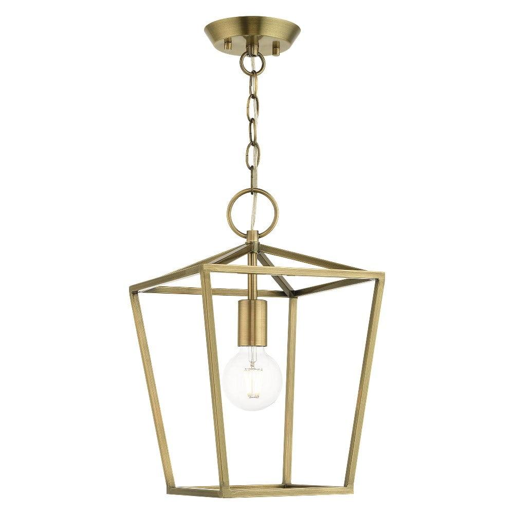 Antique Brass Crystal Rod 1-Light Indoor/Outdoor LED Pendant