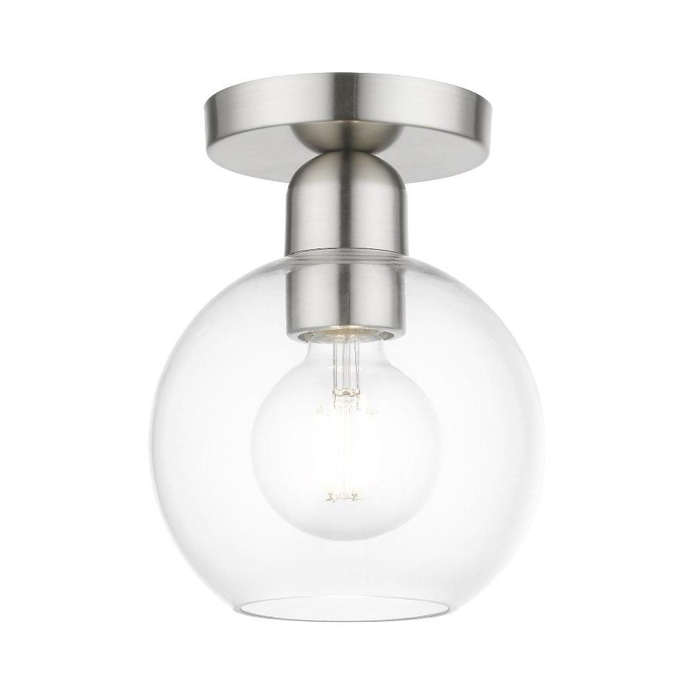 Elegant Brushed Nickel Globe Pendant with Clear Glass Shade