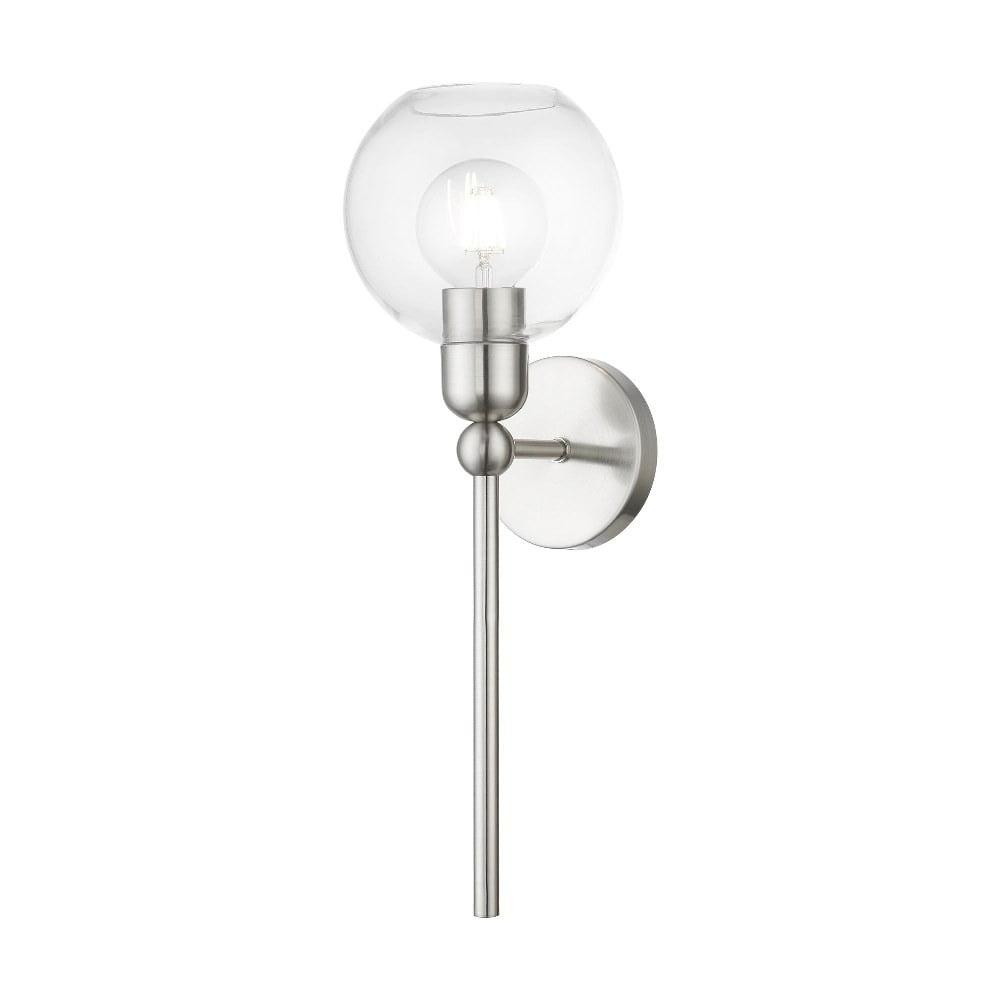 Downtown Elegance Brushed Nickel Wall Sconce with Clear Glass Shade